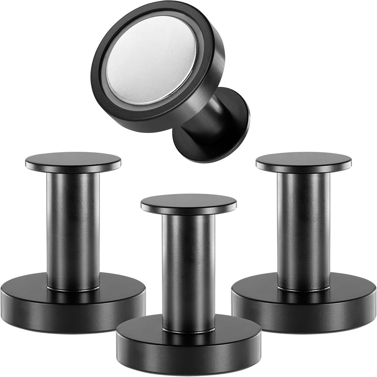 Extra Sterke Ronde Magnetische Haken Zwart Met Schroefdraad - Set van 2