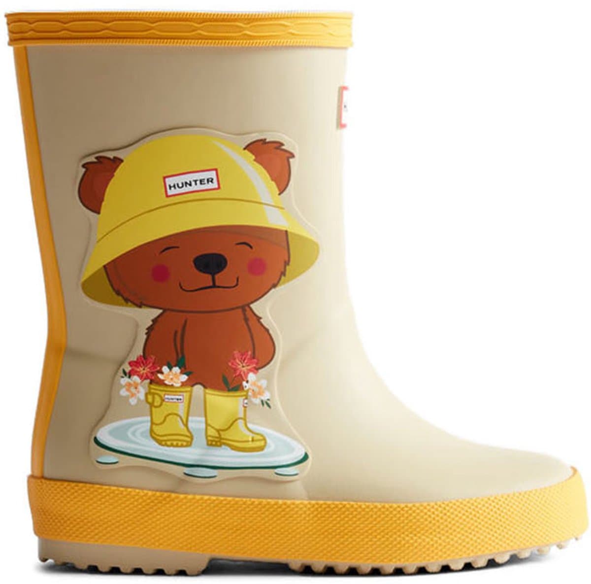 Hunter - Original Kids First Bear Print Wellington Boots Gravel/Hunter Yellow - Maat 28