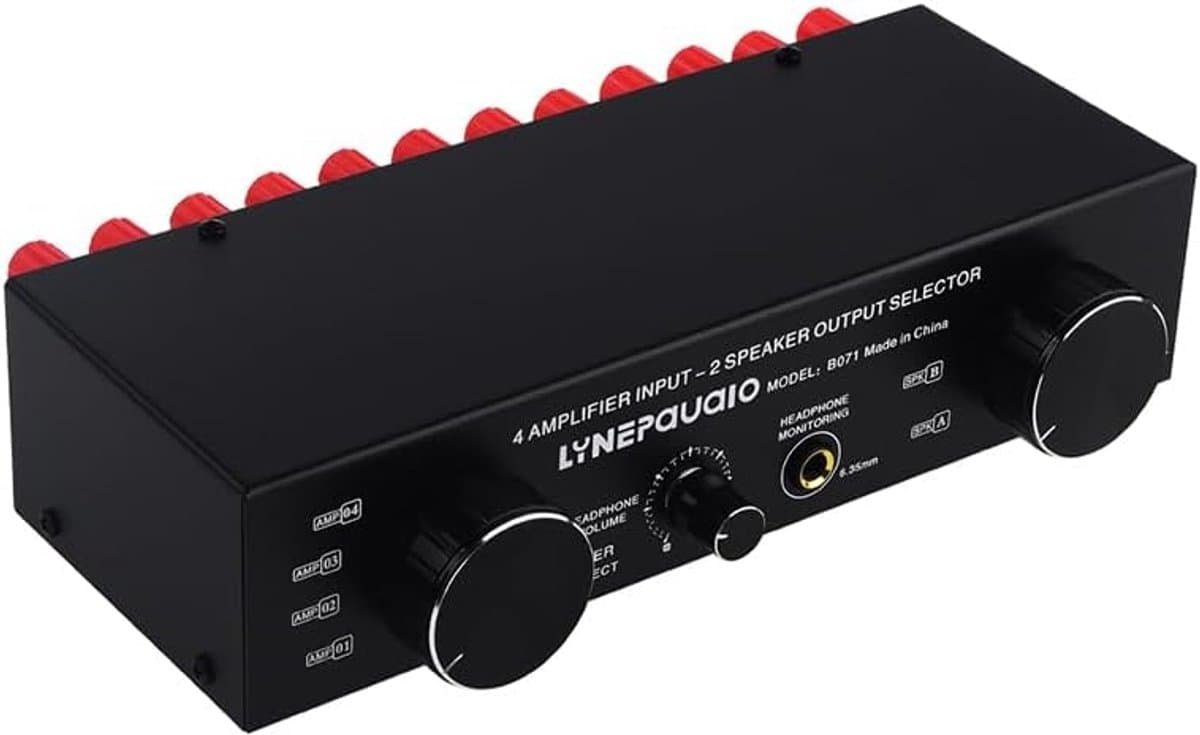 Audio Schakelaar - Luidspreker Selector - Stereo Verbinding - 4 In 2 of 2 In 4 - Compact Metaal - Zwart