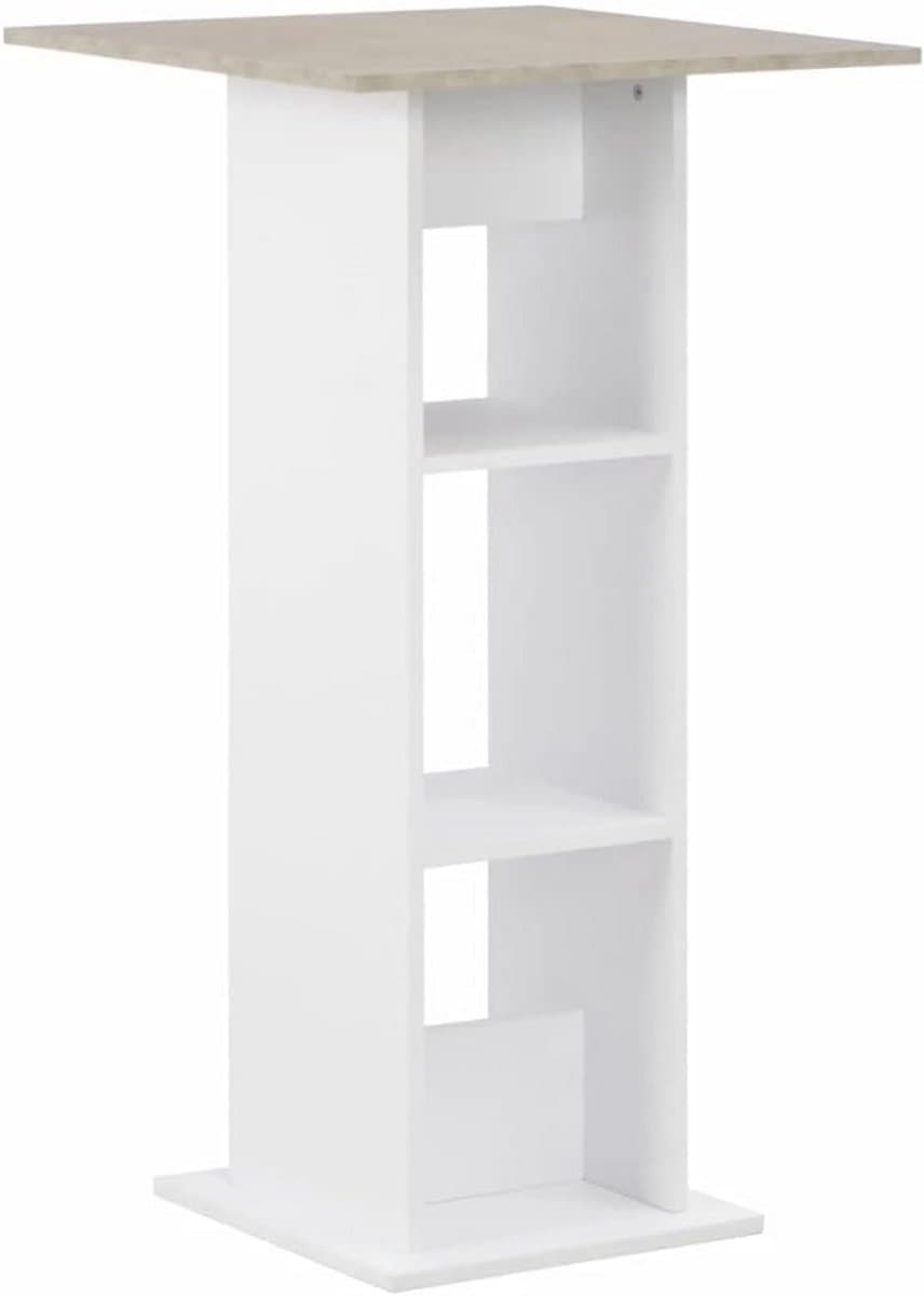 Bartafel met Opslag in Betonlook en Wit