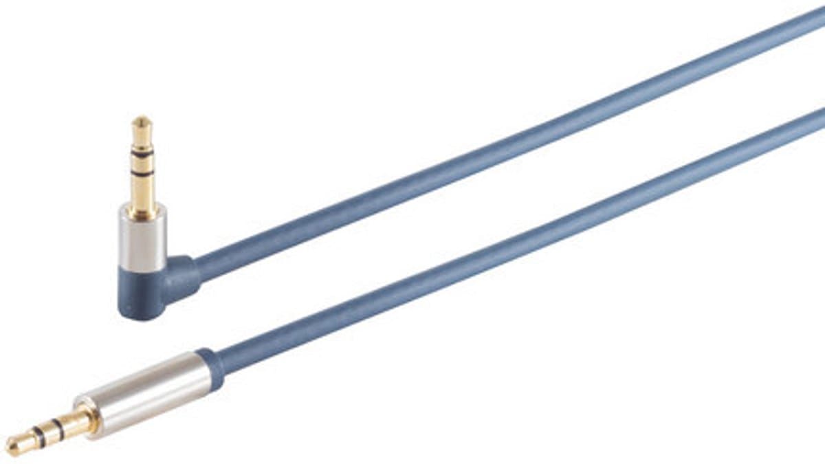 3,5mm Stereo Jack Kabel - Een kant haaks - Verguld - Premium - 3 meter - Blauw