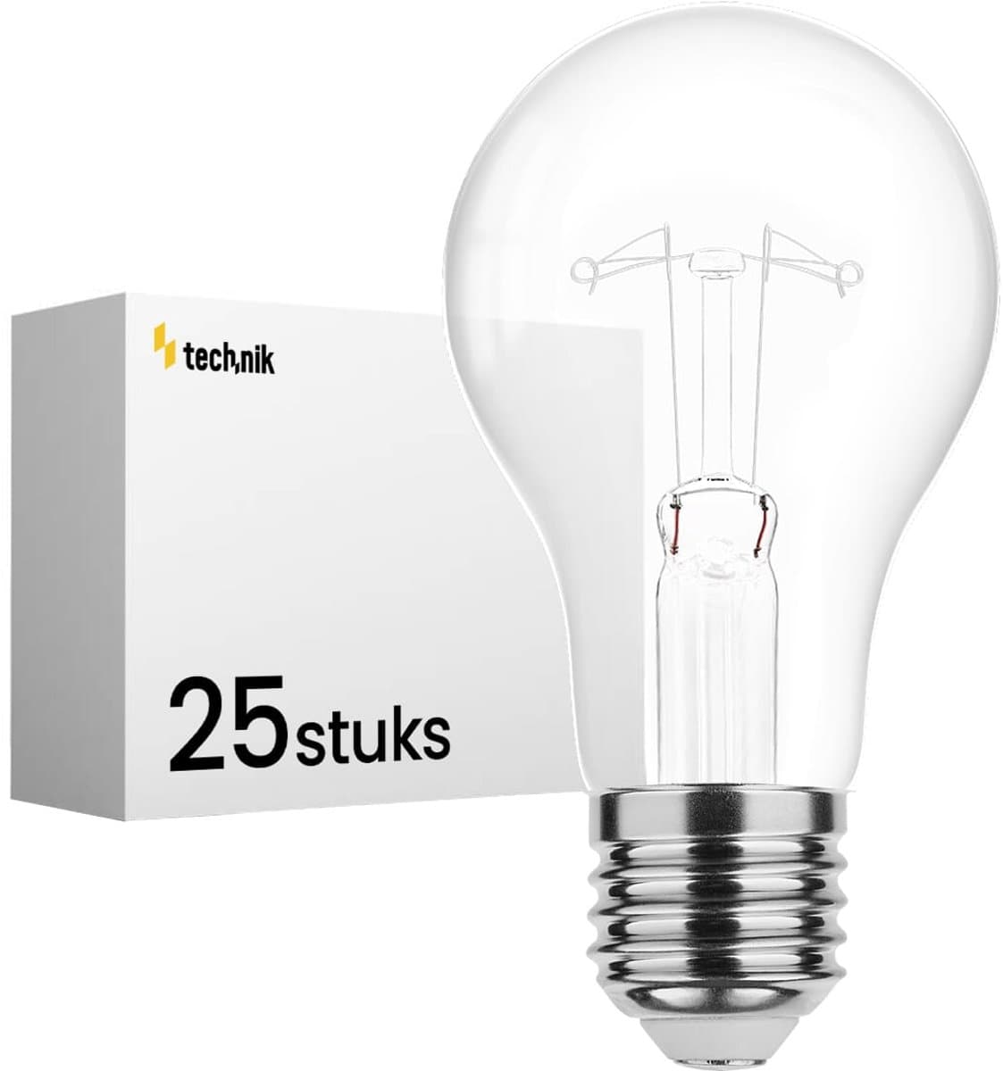 Technik E27 Wolfraam-Gloeilamp Dimbaar 200W - 2700K - Warm Wit - Gloeilamp Globe A70 - 25 stuks