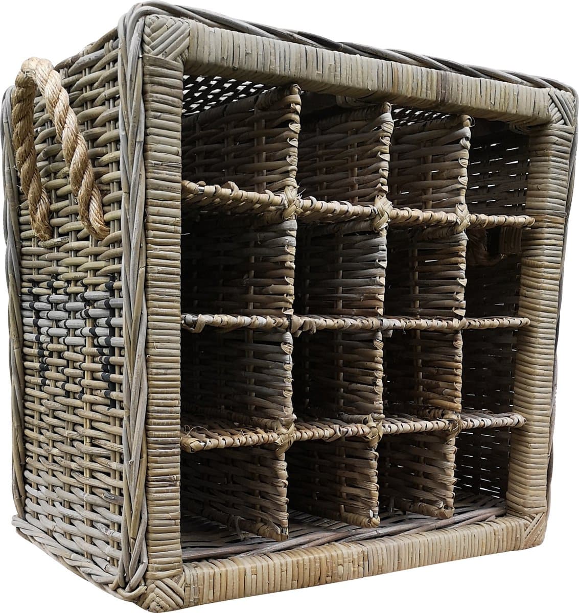 Rotan wijnrek voor 16 (wijn)flessen