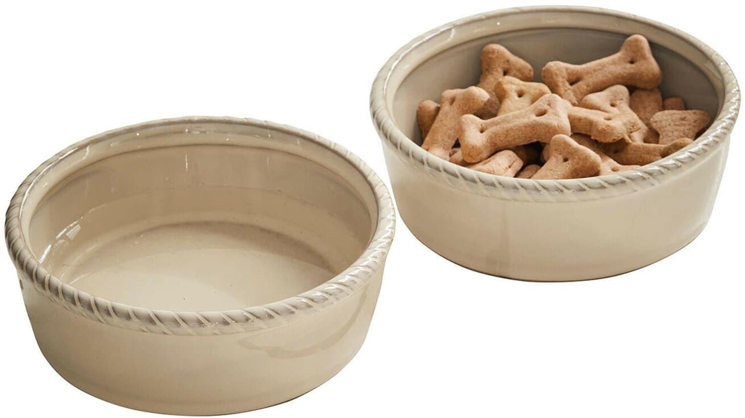 LOBERON Voerbakje set van 2 Pawilo crème