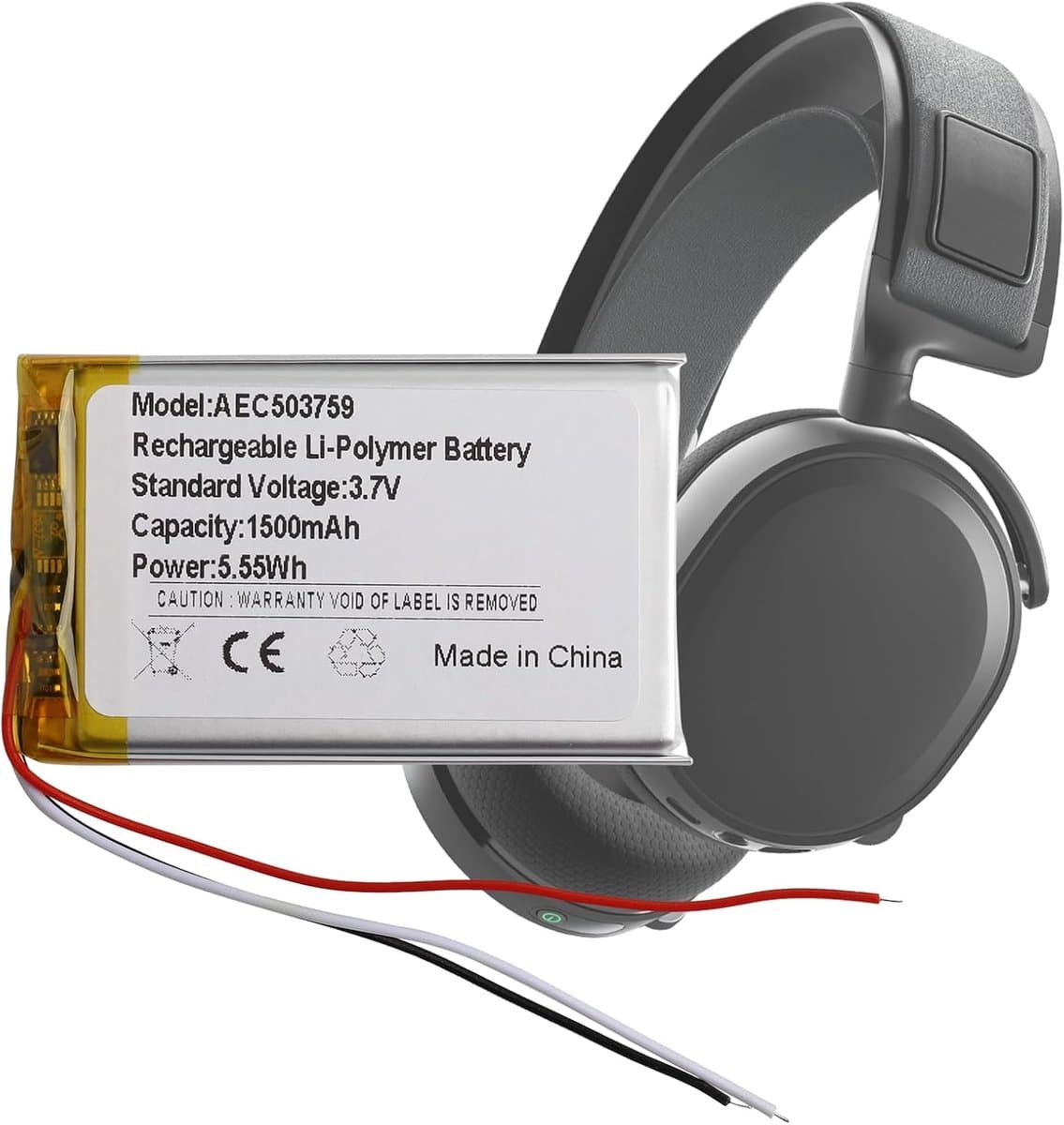 Accu AEC503759 compatibel met SteelSeries arctis 1 arctis 3 arctis 7 draadloze game headset