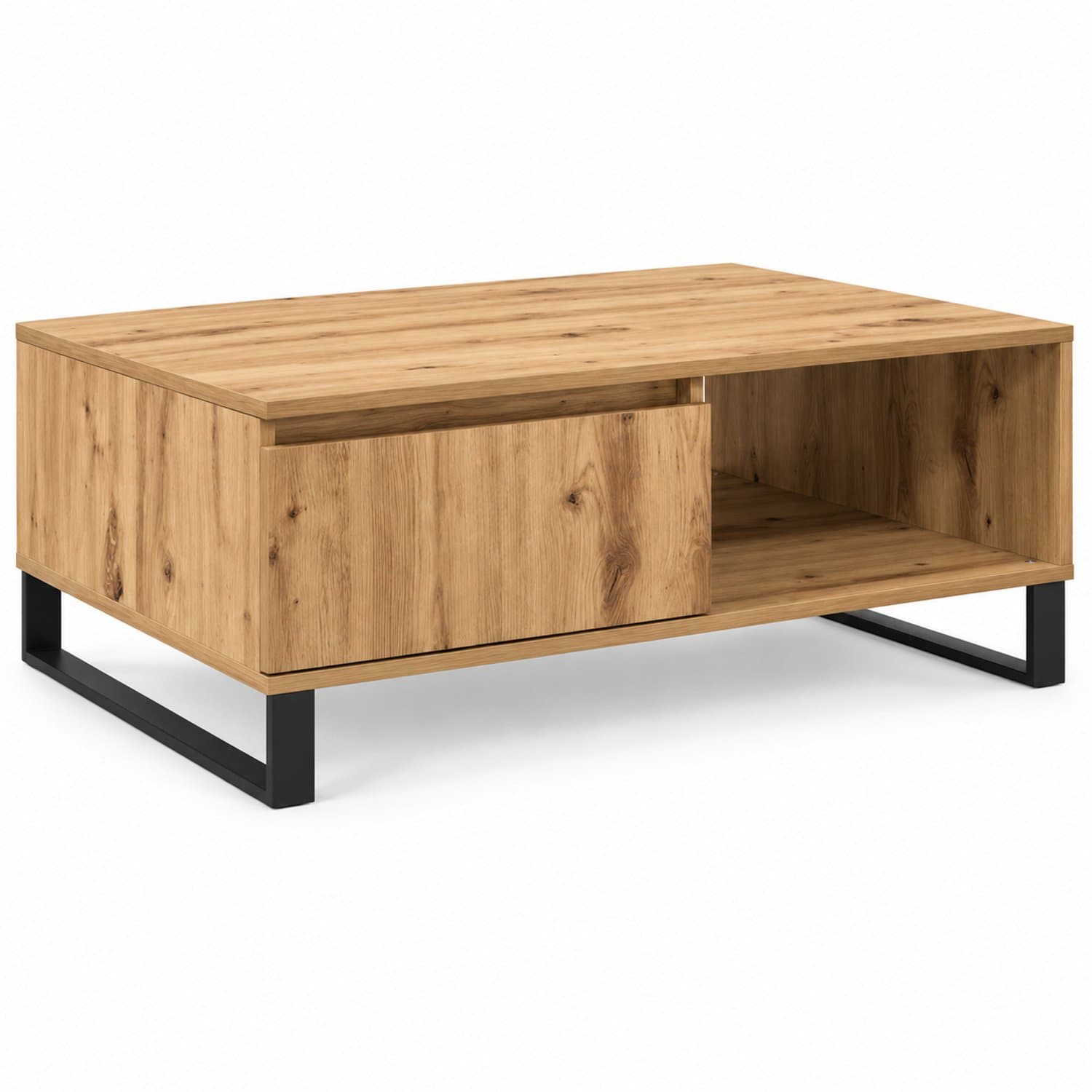 Luxevo Salontafel 90 x 60 x 35 cm – Eikenlook – Metalen Poten