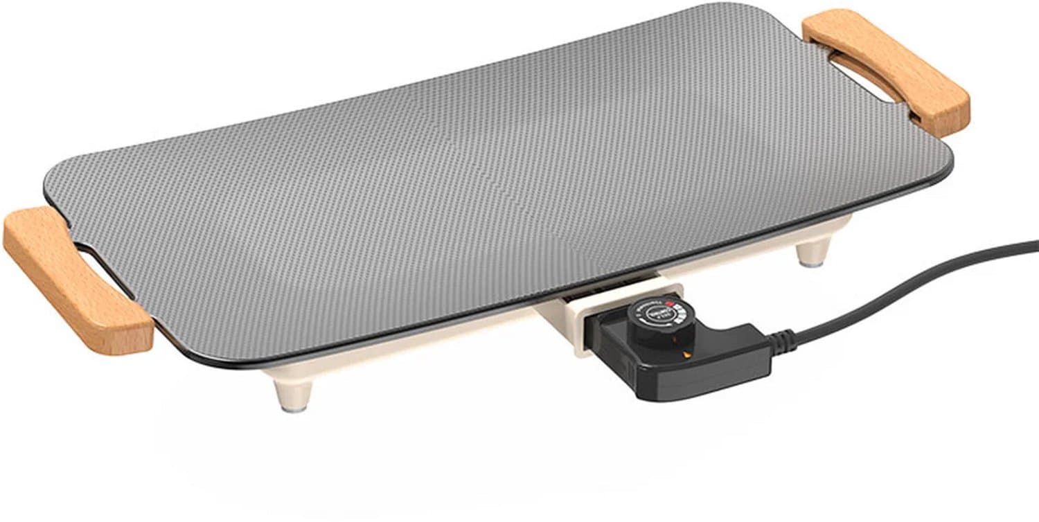 Elektrische Tafelgrill 1360 W – Aluminium Grillplaat met Antiaanbaklaag – Regelbare Temperatuur – Teppanyaki Grill voor Vlees Groente en Ontbijt