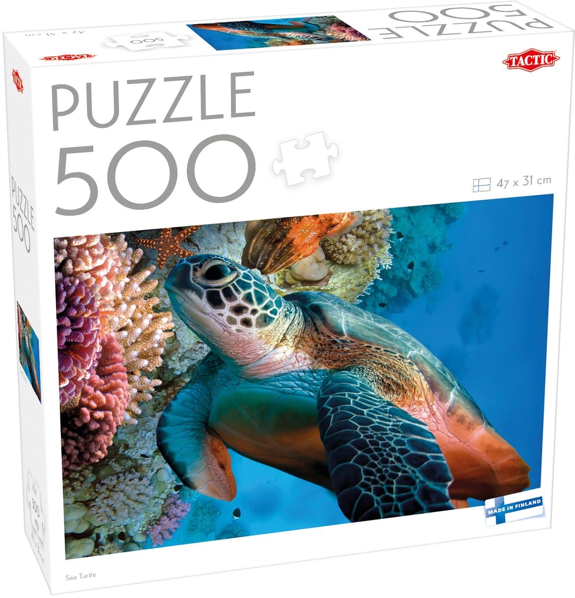 Tactic Sea Turtle – Puzzel – 500 stukjes – Zeeschildpad in Tropische Oceaan – Onderwaterwereld en Zeedieren – Hoogwaardige Scandinavische Kwaliteit