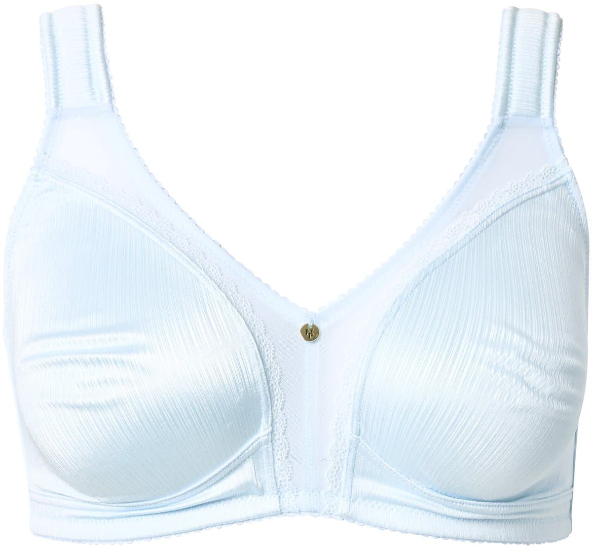 Ulla Popken - Dames - Minimizer-beha satijn kant zonder beugel - Blauw - Maat 125F