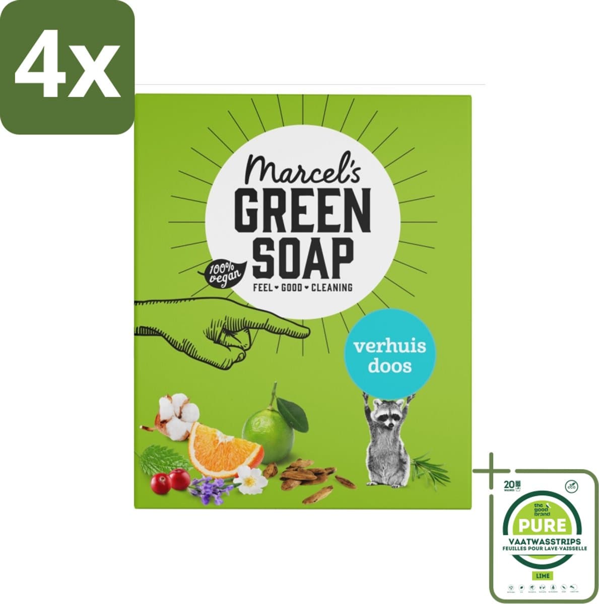 Marcel's Green Soap - Verhuisdoos - Duurzaam Schoonmaken - Natuurlijke verzorging - 8 Zeepjes - Voordeelverpakking - 4 stuks - Duurzame schoonmaak - Ecologische schoonmaak
