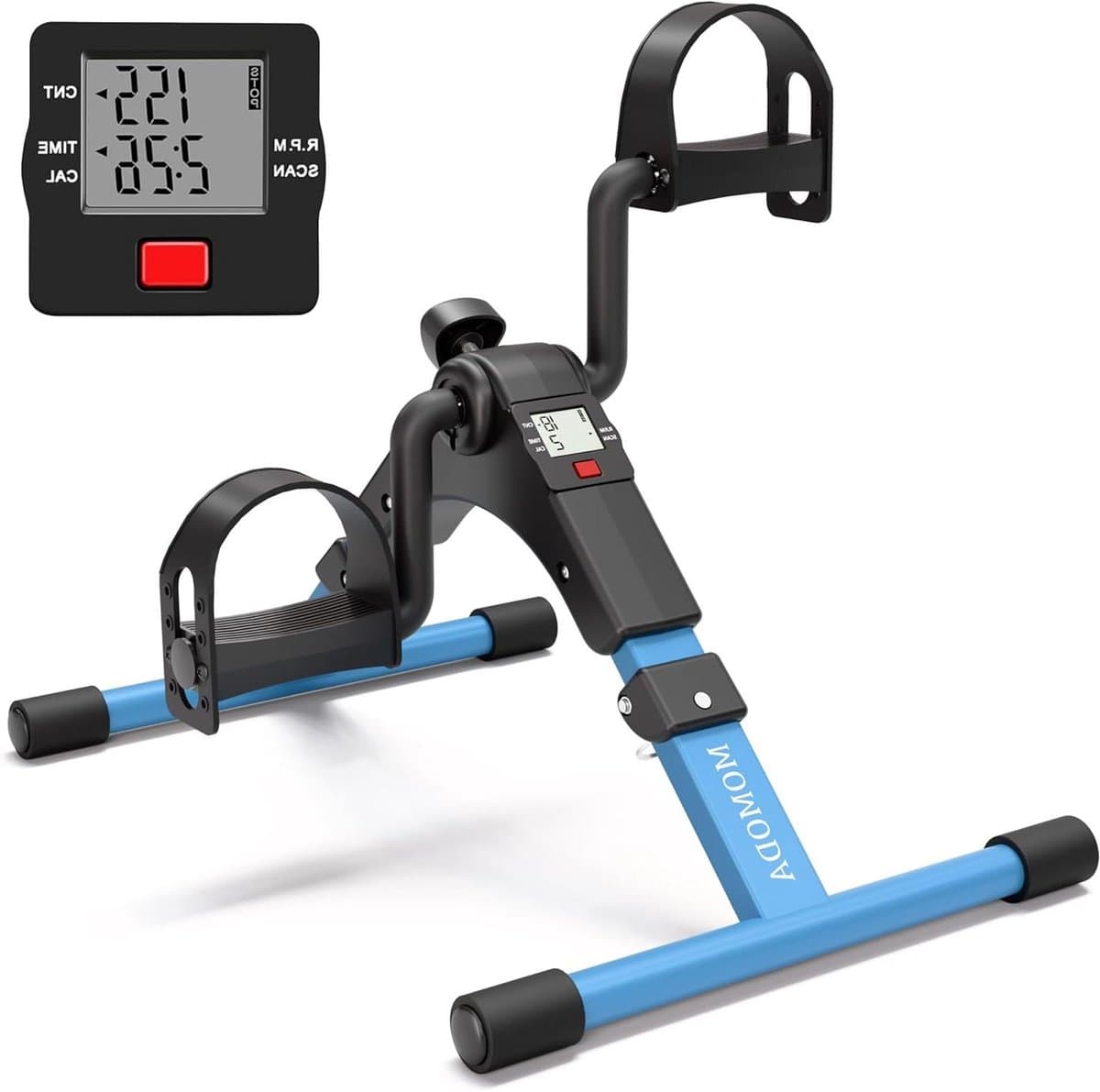 Pedaal Trainer - Bureau Hometrainer - Been Arm Oefening - Opvouwbaar LCD Monitor - 2.77 Kilogram - Zwart Blauw