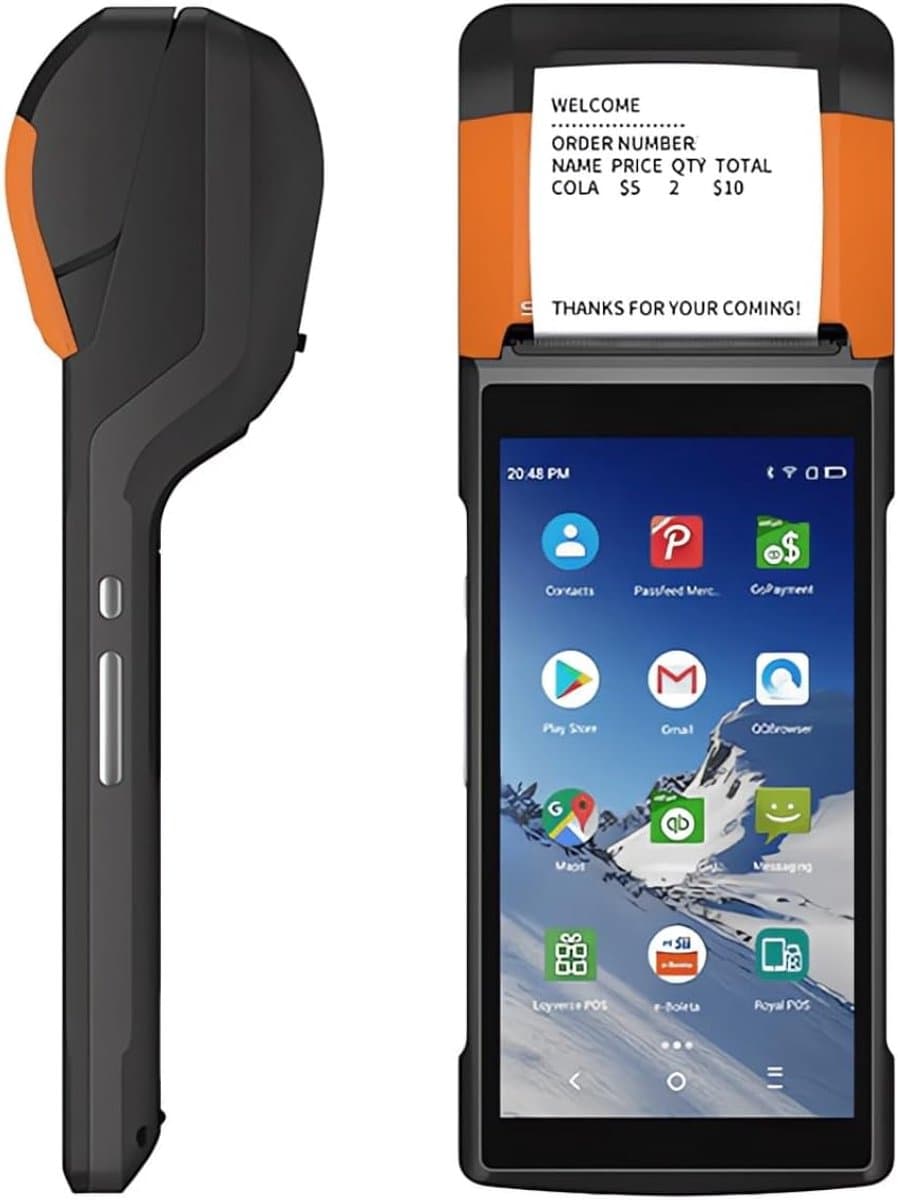 Mobiele Bon Printer - Thermische Printer - Snel Bestellingen Printen - HD Touchscreen Bediening - 58MM Papierbreedte - Oranje
