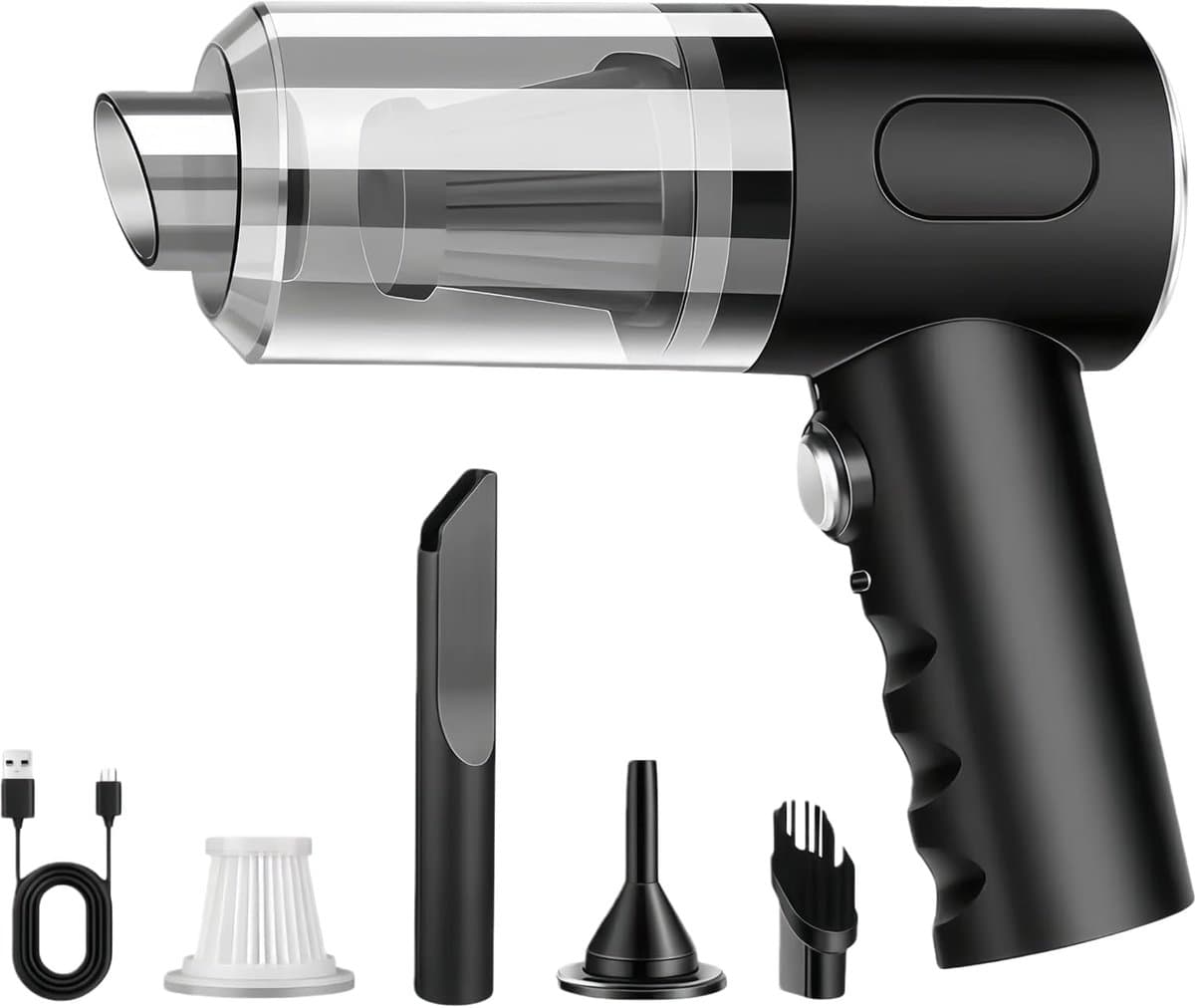 Draadloze Handstofzuiger voor Auto - 5000Pa - Oplaadbare Mini Stofzuiger met Blaasfunctie - voor thuis, auto en kantoor,huisdierhaar - zwart