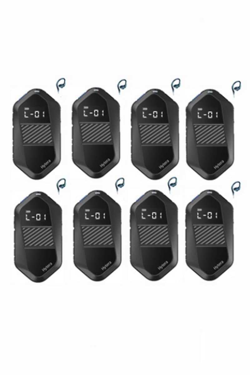 Set van 8 Hytera S1E LF Mini Portofoon vergunning vrij IP67 waterdicht met C-ring oortje