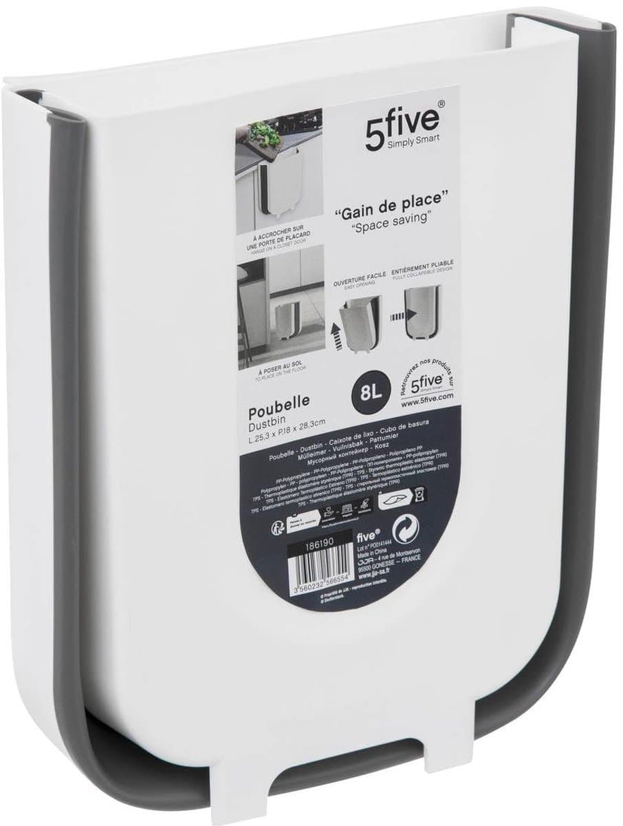 5five Vouwbare Hangende Kastdeur Afvalbak - 8 L, 28,8 x 25,2 x 17 cm