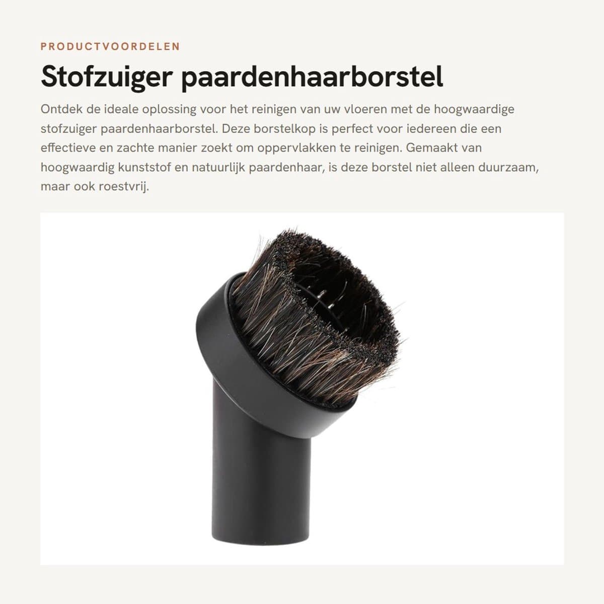 Dailygoods - Stofzuiger paardenhaarborstel - Vloerstofborstelkop - 32 mm - Duurzaam en roestvrij - Geschikt voor meeste stofzuigers - Paardenhaarborst...