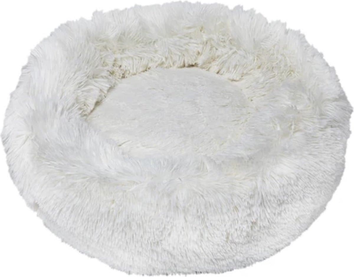 Topmast Supersoft Fluffy Donut - Hondenbed - hondenkussen - WIT - 65 cm - Made in Europe