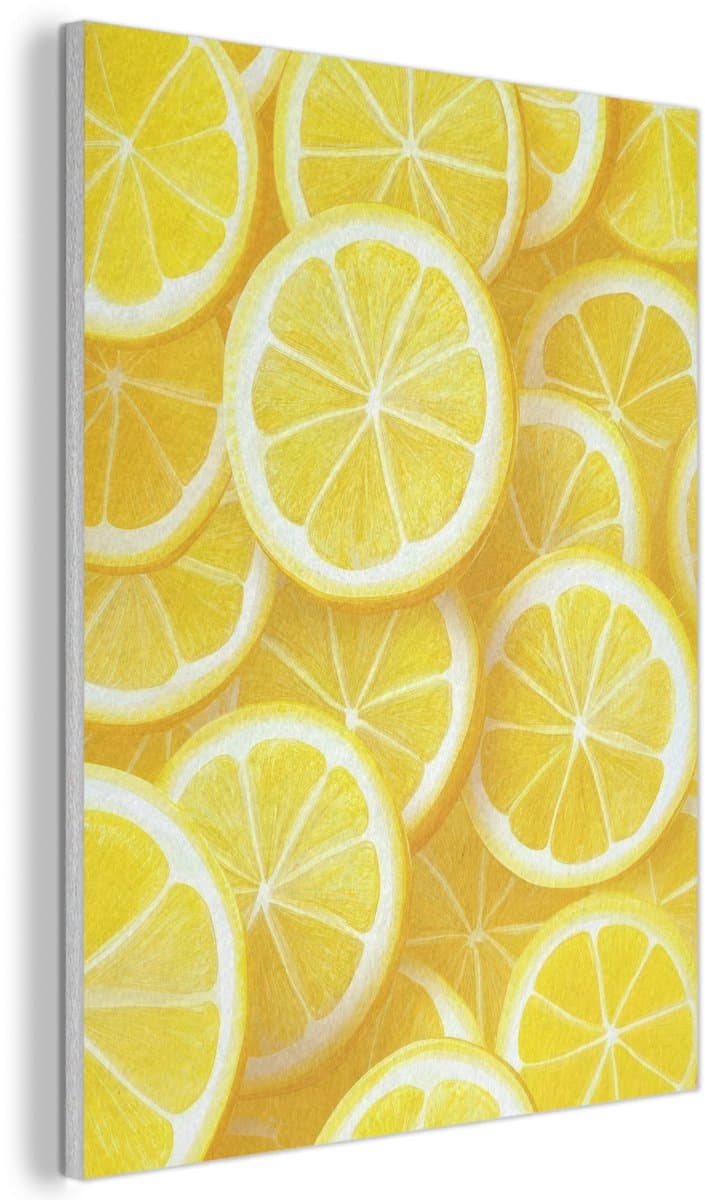Akoestisch wandpaneel 70x100 cm - Vilt schilderij Citroenen - Geel - Zomers - levendig - Akoestische panelen - Geluidsdempende wanddecoratie - Geluidsisolatie woonkamer - Muurdecoratie geluidspanelen