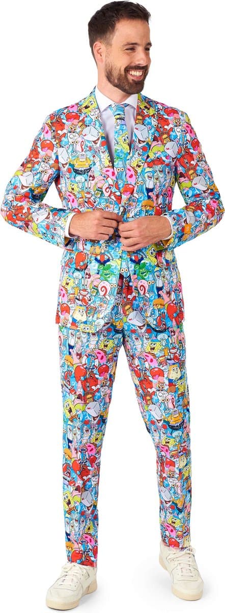 OppoSuits SpongeBob™ Frenzy - Heren Kostuum - Nickelodeon Spongebob Bikinibroek Outfit - Carnavalskleding - Meerkleurig - Maat: EU 48