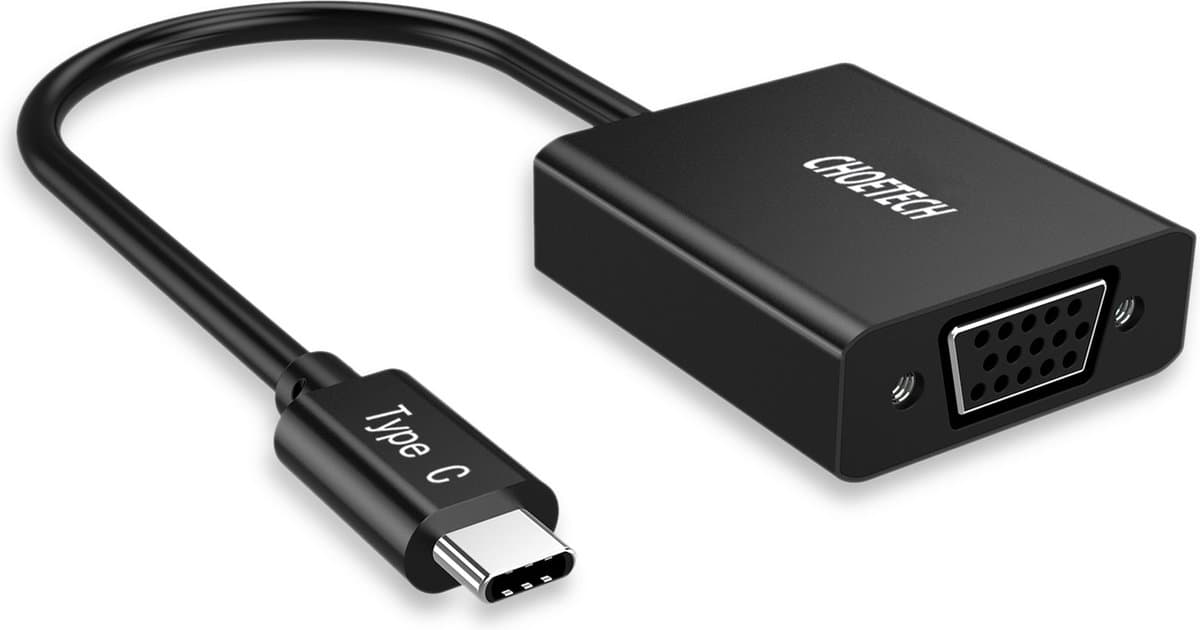 Choetech USB-C naar VGA adapter Full HD 1920x1200 en 1080P - Zwart