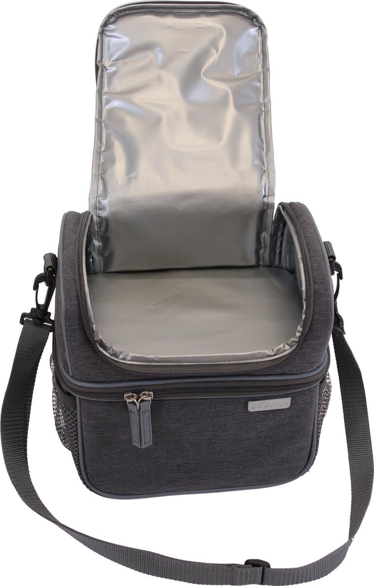 Bo Jungle - Koeltas voor moedermelk - Thermoszak voor papfles - 2 compartimenten - Thermoscase - Kolftas borstvoeding - Thermo Breastpump Organiser Donker Grijs