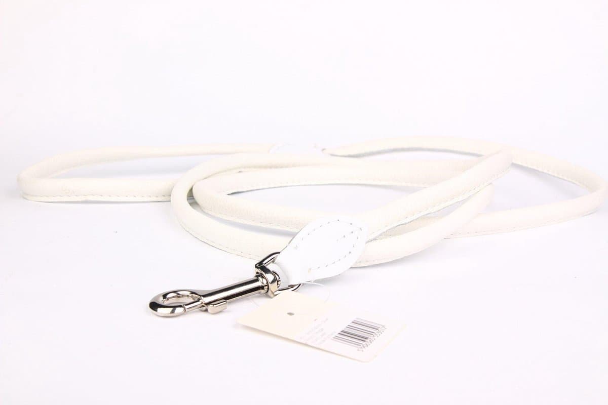 Dog's Companion - Leren Hondenriem - Lengte: 180 cm x 12 mm - Wit