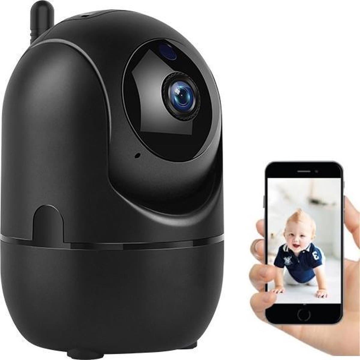 Beveiligingscamera - IP Camera - 1080P - Spraakfunctie - 360° Draaibaar - Zwart