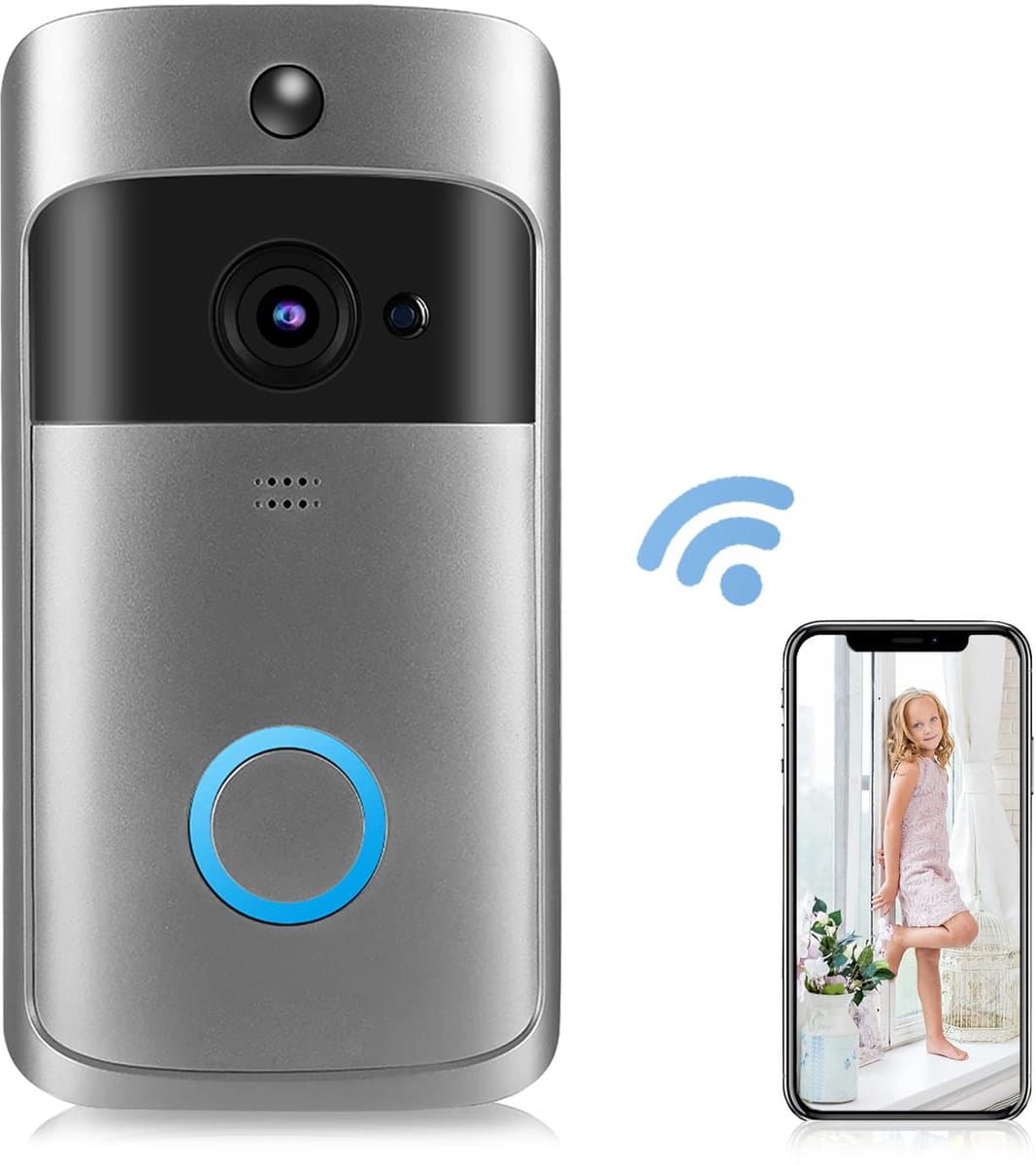 VT Goods - WiFi Draadloze Videodeurbelcamera - 1080P Groothoek - Tweerichtingsaudio - Smart WiFi Deurtelefoonsysteem - Bewegingsdetectie - Voor thui...