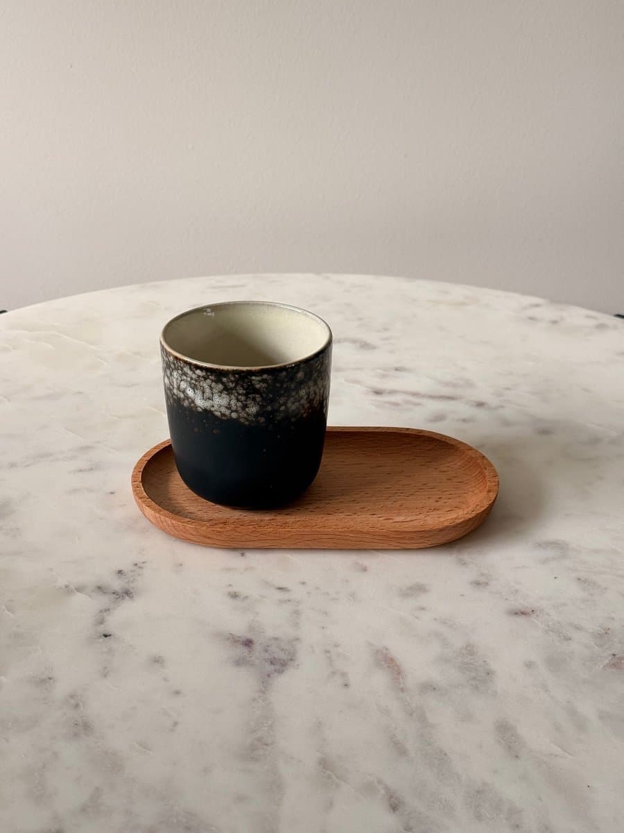 Mini dienblad koffie - serveerplankje koffie - Naturel - Scandinavische stijl - 18 x 10 cm - houten koffieplateau- houten dienblad koffie - thee dienblad
