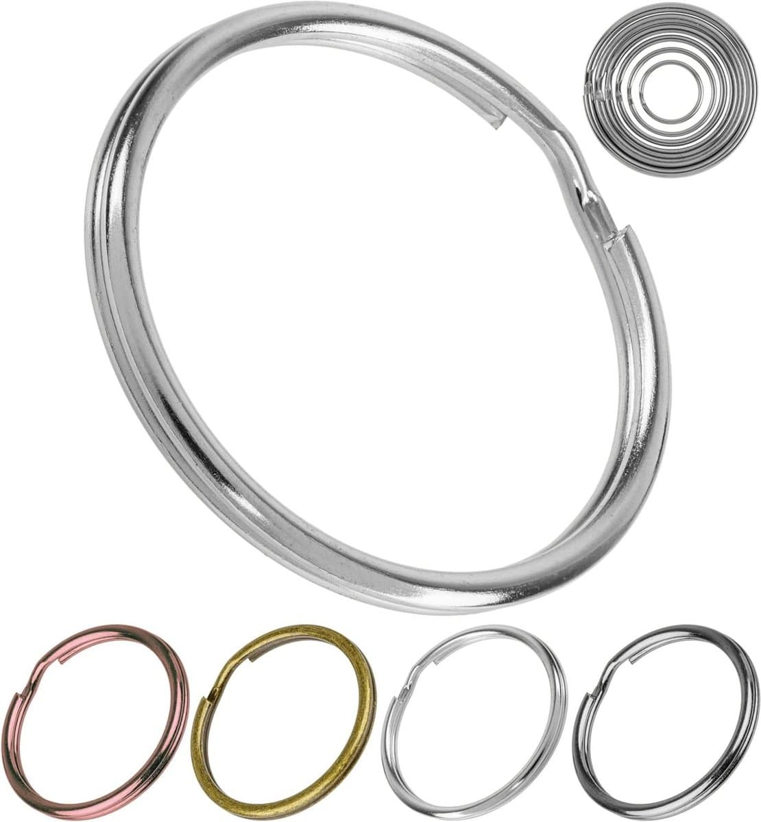 Sleutelringen Set - O-ringen Kit - Sleutels Organiseren - Gehard Staal - 48 Stuks - Zilver