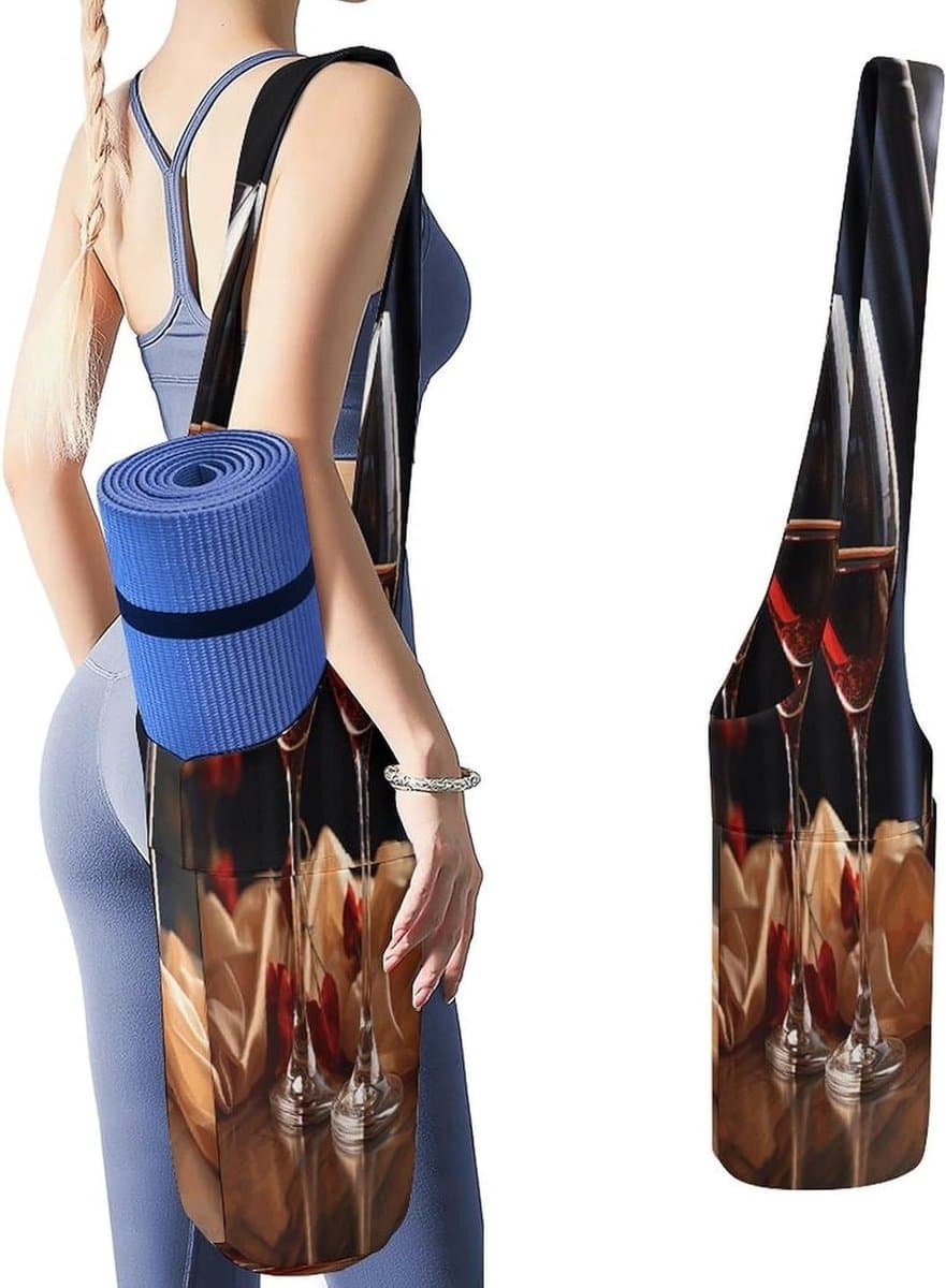 Yogamattas Canvas - Sporttas Tote - Fitness Training - Veelzijdige Opbergvakken - 90 cm Lengte - Rood