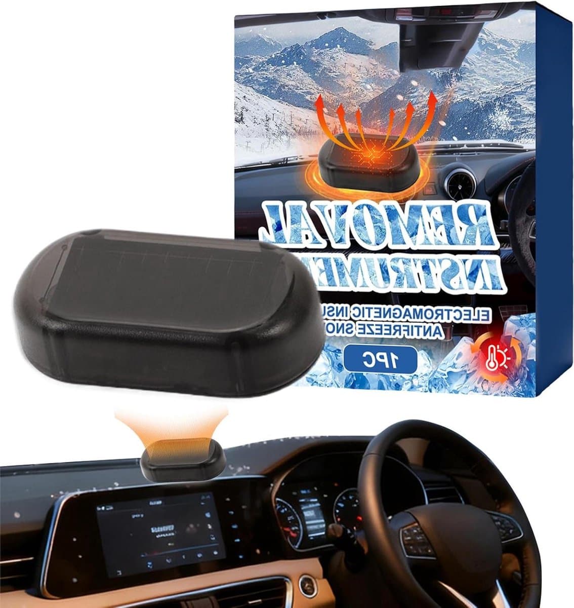 Elektromagnetische Sneeuwruimer - Auto Ontdooier - Voorruit Vrij Maken - Zonne-energie Werking - 5 x 26 cm - Zwart