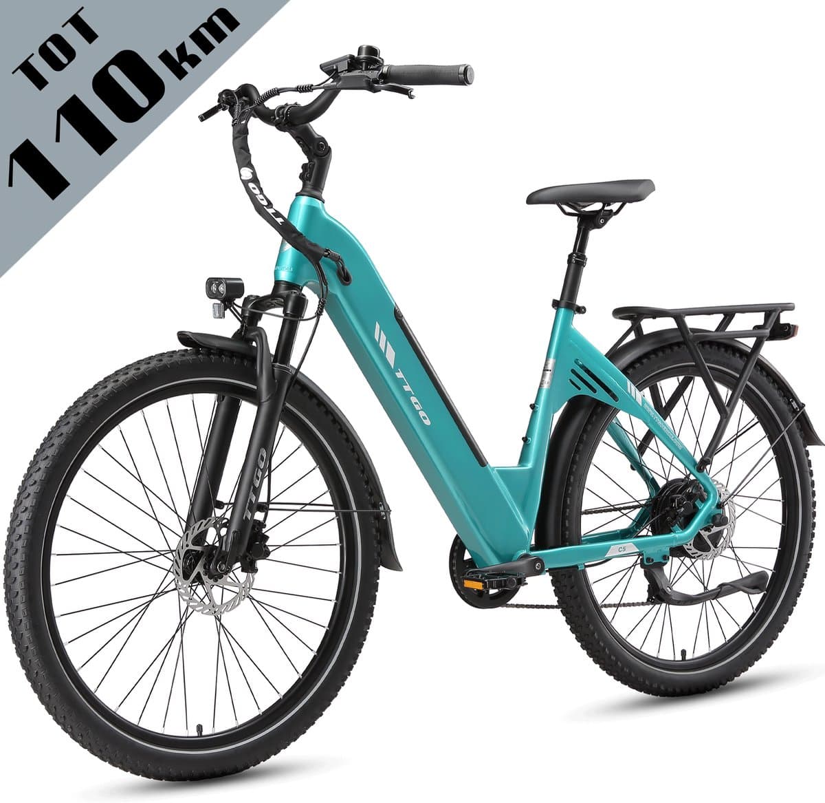 TTGO C5 Elektrische Fiets - 648Wh Accu - Actieradius tot 110 km - 48V 250W Motor - Hydraulische Schijfremmen - 27,5 × 2,4 Inch Banden - Shimano 7 Versnellingen - Aluminium Frame - LCD Display - Elektrische Stadsfiets - Max. Belasting 125 kg - groen