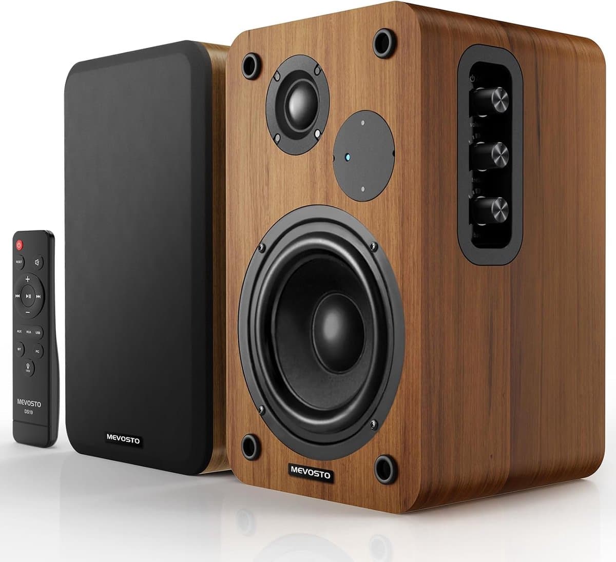 Boekenplankluidsprekers - Studio Monitoren - Muziek Luisteren - Aanpasbare Bas Treble - 36W RMS - Houtkleurig