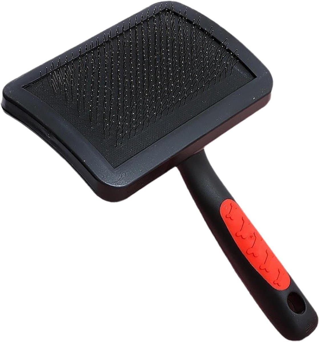 Slickerborstel Honden - Vachtverzorging Borstel - Vacht Onderhoud - Ergonomisch Antislip Handvat - 11.5 x 7.5 cm - Zwart