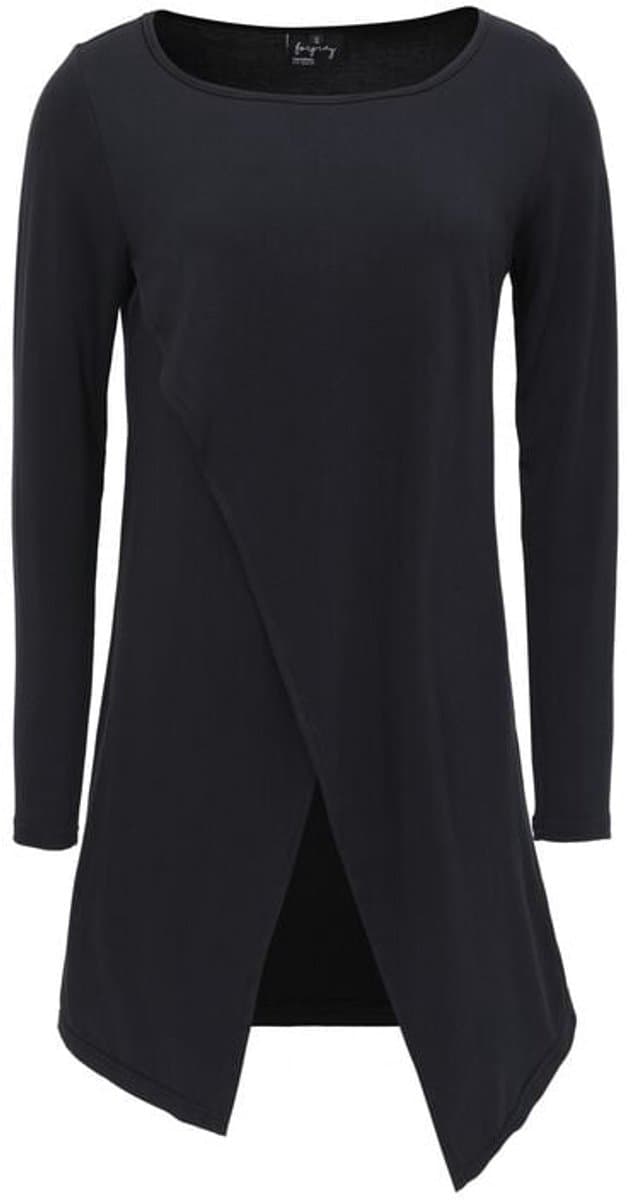 Forplay Long Asymmetric Longsleeve Dames Shirt met lange mouwen - zwart - XL