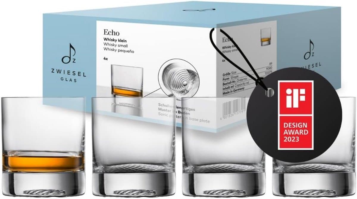 Whiskyglas van glas, klein, geschikt voor bourbon, americian whiskey, blended whisky, malt whisky, 4 stuks, vaatwasmachinebestendig, 200 ml, 80 mm hoog, 71 mm diameter