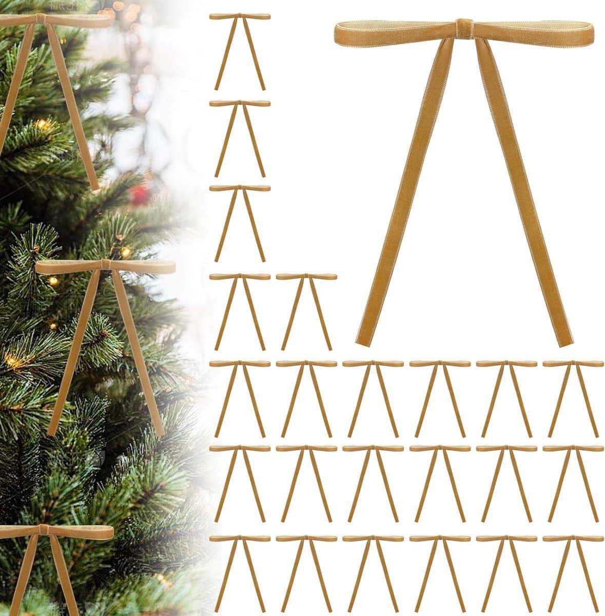 24 Grote Fluweel Kerst Strikken (18x13cm) - Luxe Versiering voor Kerstboom en Cadeaus