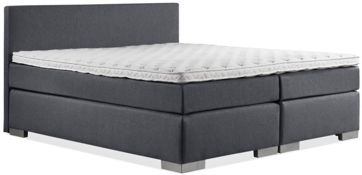 Boxspring Zen - 160x220 - Incl. Glad hoofdbord - Antraciet lederlook