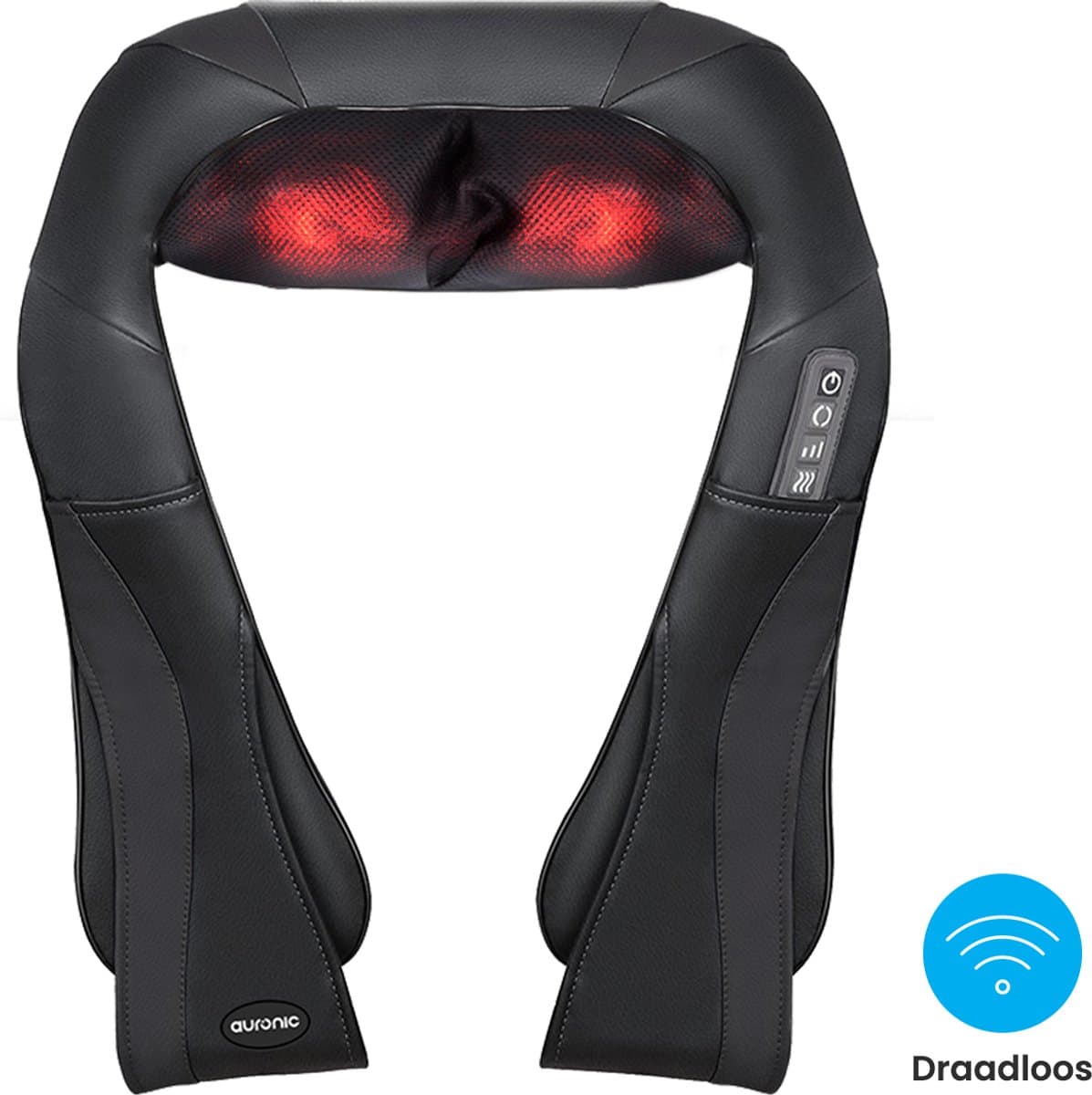 Auronic Shiatsu Massagekussen Draadloos - Elektrisch Nekmassage Apparaat - Infrarood - Nek en Schouder Massage apparaat - Massage Apparaten - Zwart