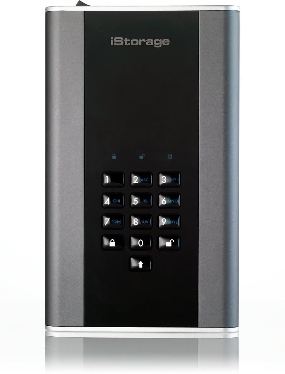 iStorage diskAshur DT2 - externe harde schijf - 10 TB - Cijfercode - Zwart - Grafiet
