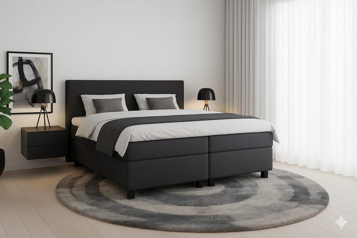 Boxspring DreamLux - 140x200 Compleet - Antraciet Glad - Puntrust Bedden