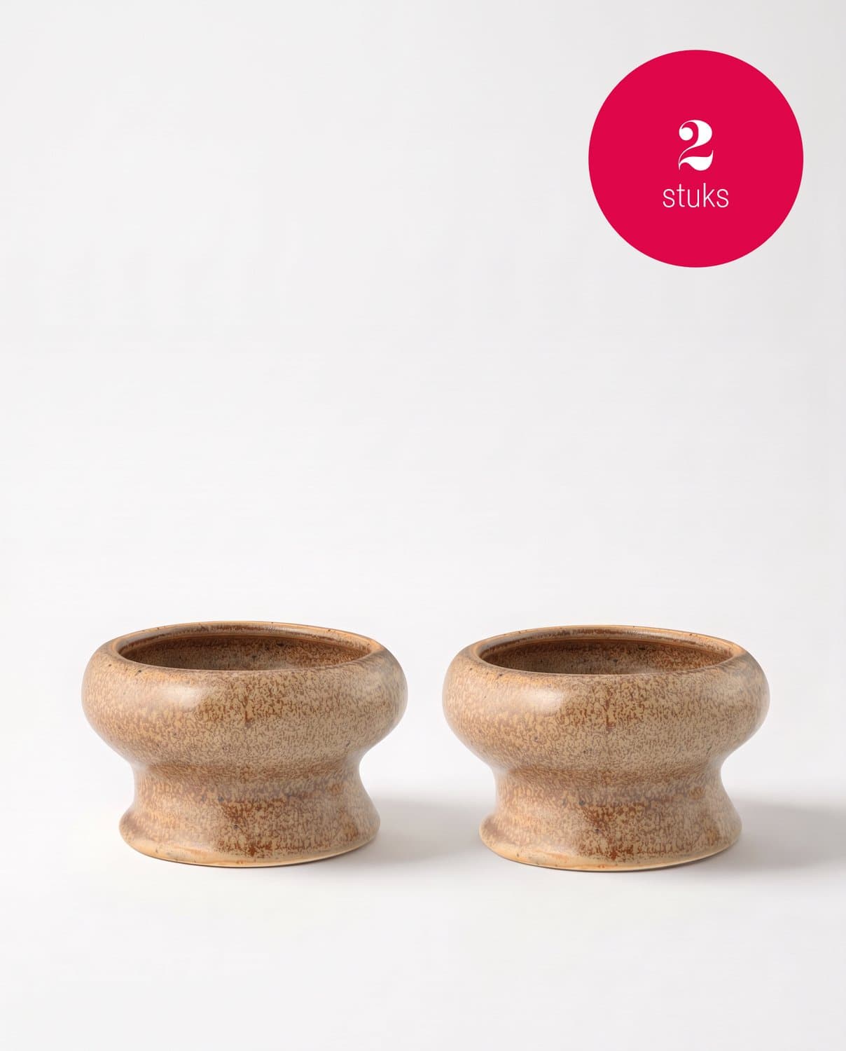 vtwonen - Waxinelichthouders Organic - Mokka - Keramiek - Set van 2 - 9 x 5,5 cm