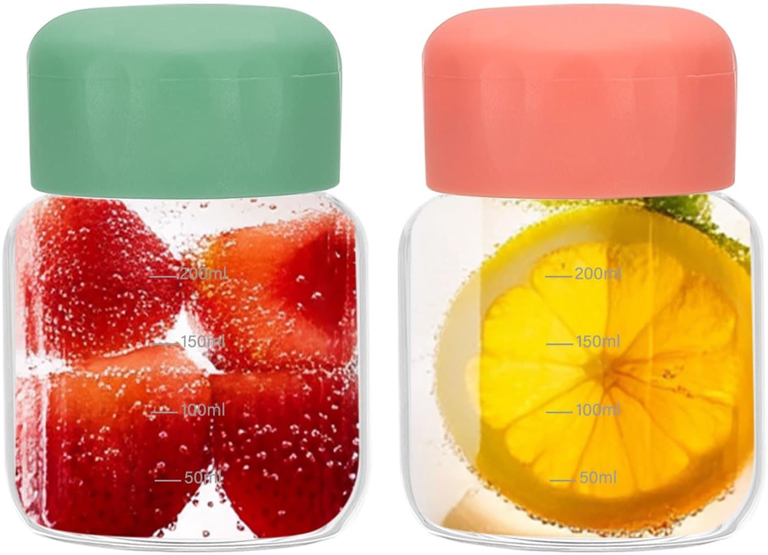 PATIKIL Kleine sapglazen flessen met deksels, 2 stuks 300 ml borosilicaatglas waterfles lekvrije schattige drinkflessen voor sapcentrifuge koelkast wa