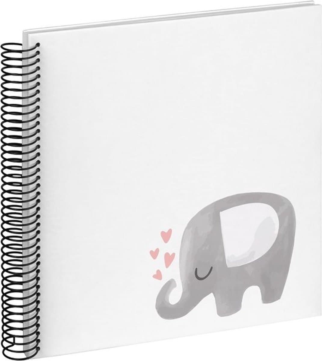 Spiraal fotoalbum - 25 x 25 cm - Schattige olifant met hart - Voor baby- en kinderfoto's - 40 zuurvrije pagina's - Perfecte herinnering aan de eerste jaren