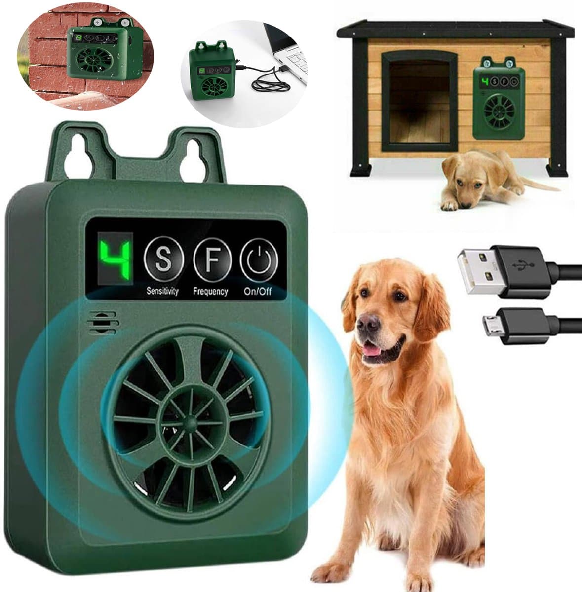 Antiblafapparaat Voor Honden, Oplaadbare Ultrasone Blafmelder Voor Honden, Ipx45 Ultrasoon, Voor Gebruik Binnen en Buiten.