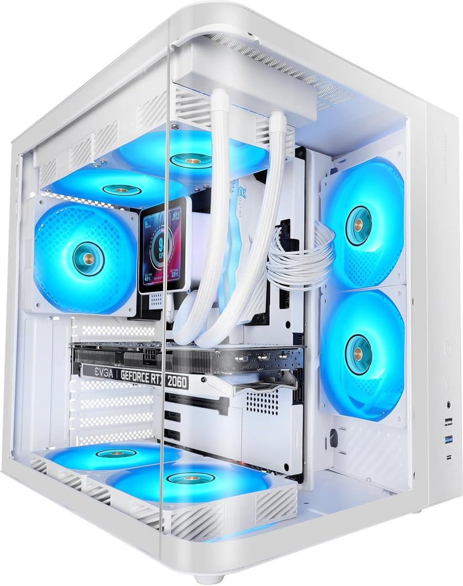 Compacte ATX Gaming PC Behuizing met Gebogen Gehard Glas en USB-C