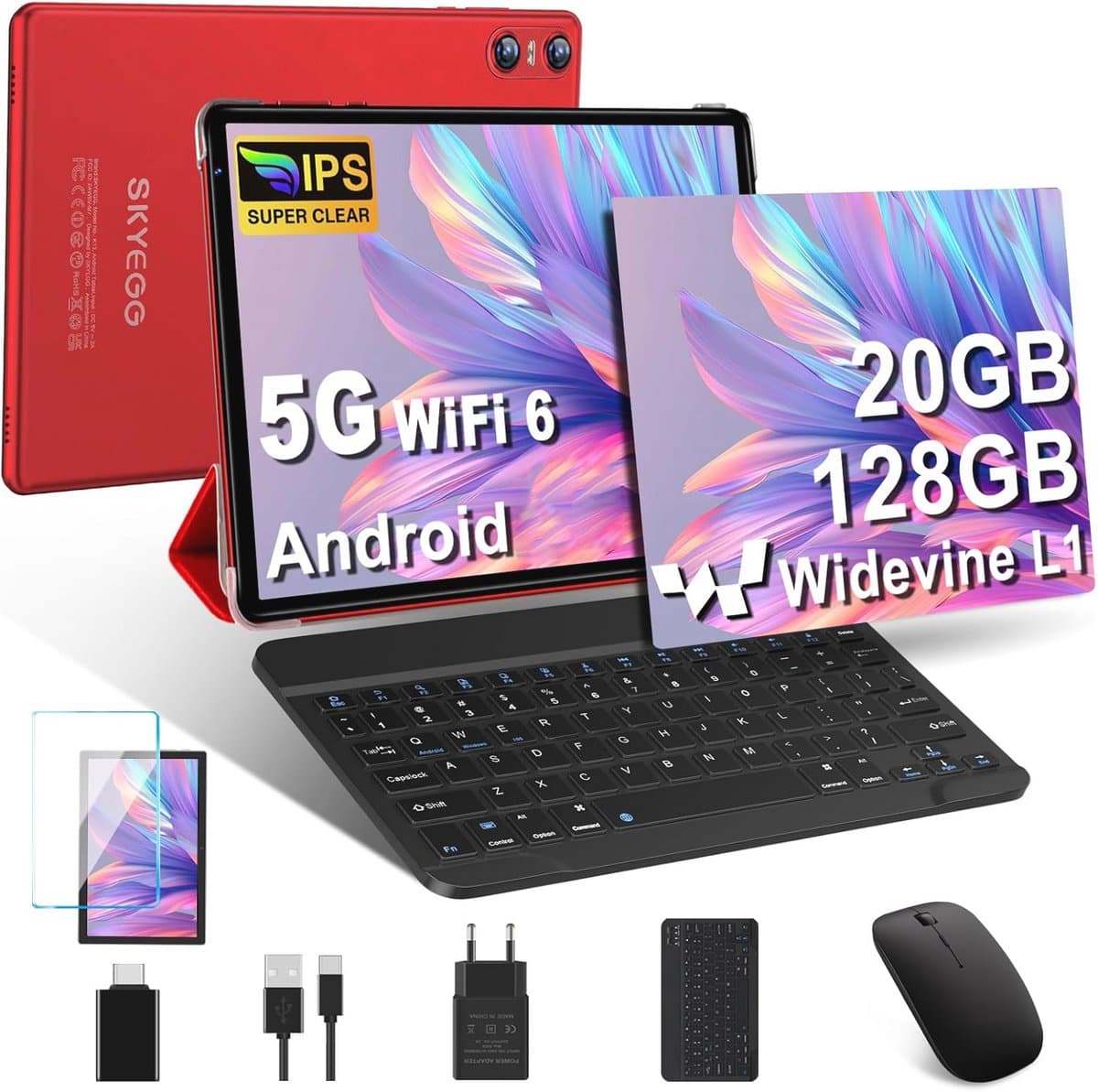 10 inch Android 14 tablet met 5G, 20 GB RAM en uitbreidbaar geheugen
