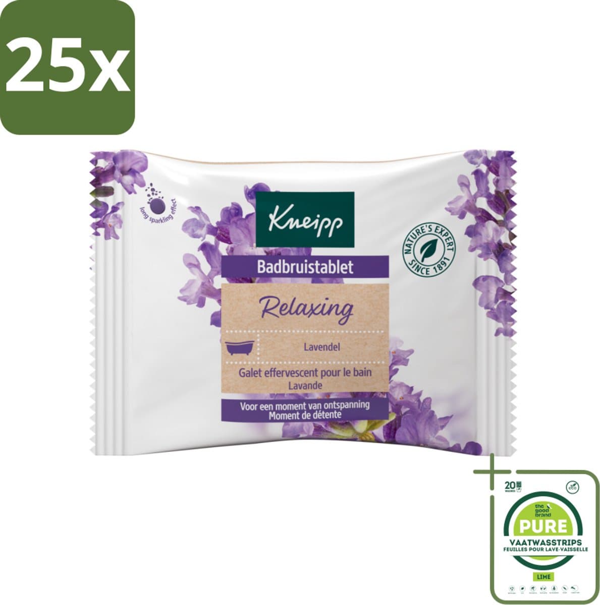 25 x Kneipp - Badbruistablet - Lavendel - Grootverpakking - Badbruistablet - Lavendel - Ontspanning - Rust - Stressvermindering