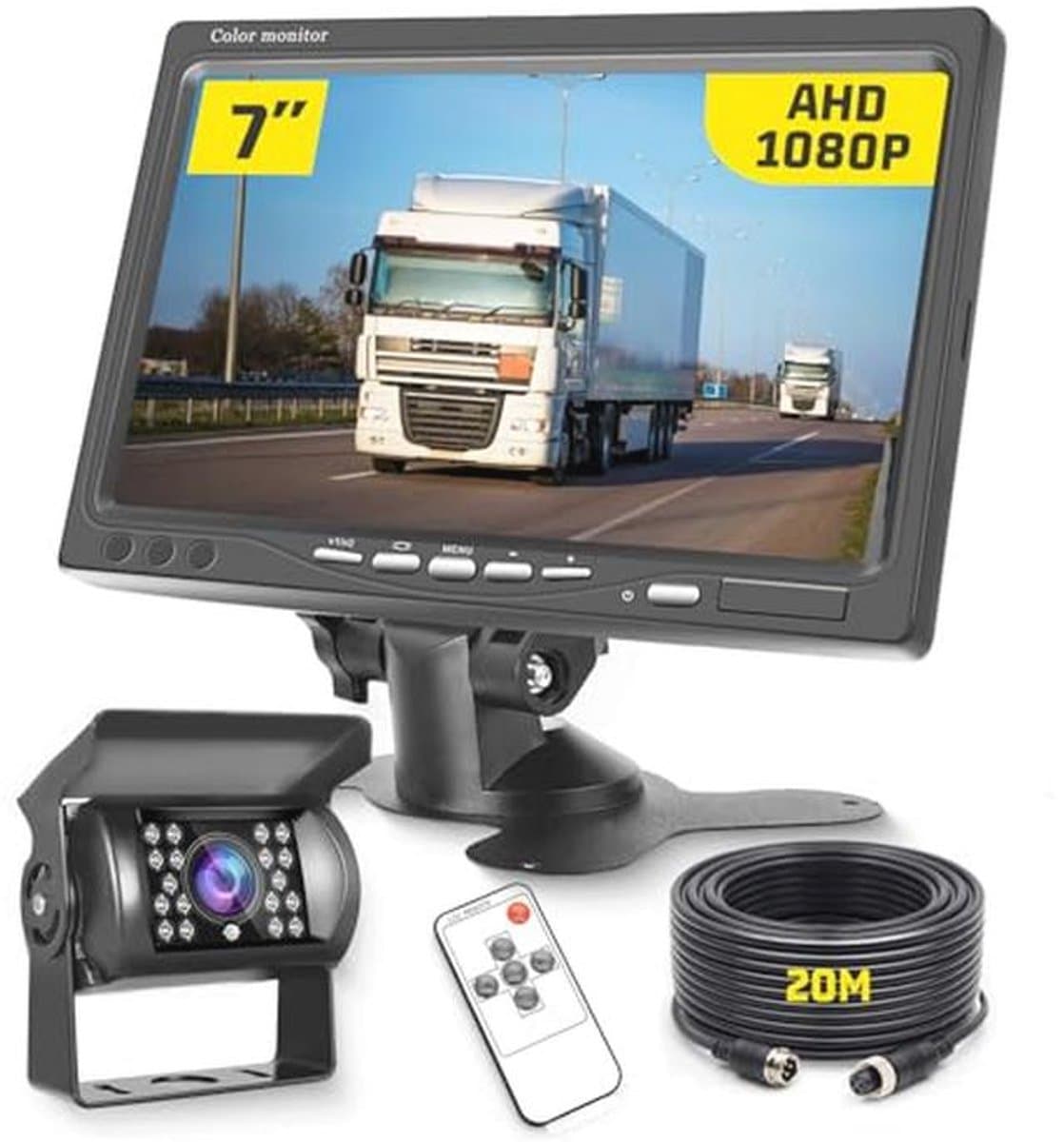 Achteruitrijcamera met 7 inch monitor en nachzicht voor voertuigen